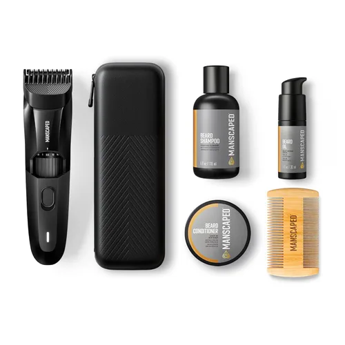 MANSCAPED® El kit avanzado Beard Hedger® incluye nuestro recortador de barba y bigote de precisión premium, champú hidratante, acondicionador