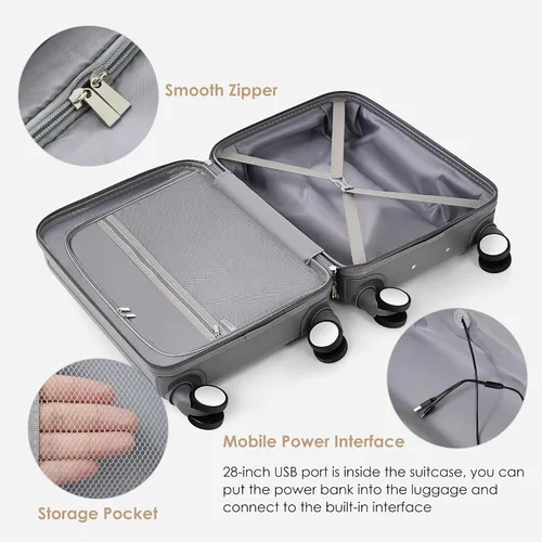 Miniatura 50 de Merax Juego de equipaje rígido ABS expandible de 3 piezas con rueda giratoria Maleta TSA Lock Suit Case, Negro -, Juego de 2 piezas, Equipaje