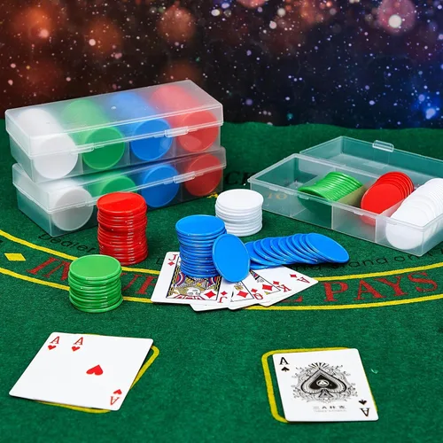 Miniatura 7 de Lewtemi Juego de 300 fichas de póquer de plástico opaco de 1.45 pulgadas, contadores de aprendizaje, fichas de póquer con caja de almacenamiento