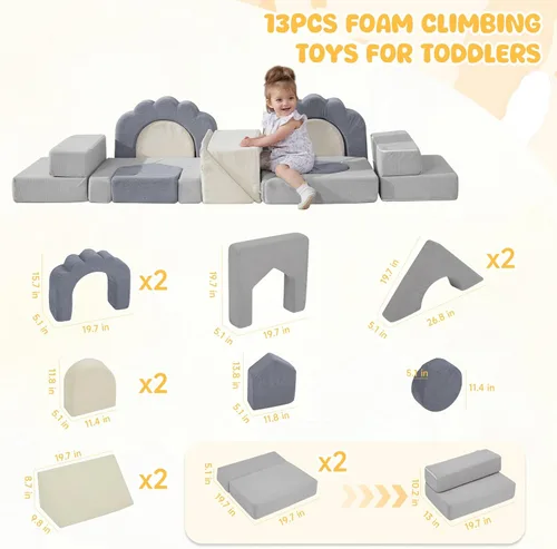 Miniatura 4 de Juguetes de Escalada de Espuma para Niños Pequeños, Set de 13 Piezas de Juego de Escalada y Gateo, Bloques de Escalada Blandos para Niños Pequeños