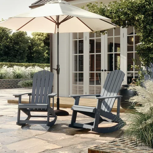 Miniatura 2 de Flash Furniture Savannah - Mecedora Adirondack de madera de poliresina, poliestireno gris para todo tipo de clima, herrajes de acero inoxidable