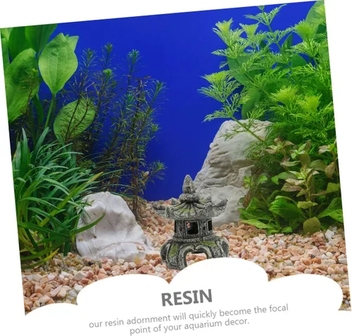 Miniatura 4 de Yardwe Resina artesanal pecera estatua de pabellón de peces escondido de peces adornos 2 piezas decoración fácil lavado seguro acuario decoración