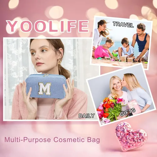 Miniatura 3 de YOOLIFE Estuche de Maquillaje con Inicial - Regalos de Cumpleaños para Mujeres, Niñas, Mamá, Hija, Amigas, Hermana, Profesora, Regalos de Propuesta