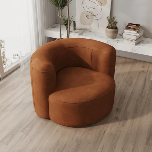 Miniatura 13 de Acanva - Sofá de terciopelo con respaldo curvo y diseño moderno de lujo, sofá minimalista cómodo para sala de estar, apartamento, espacio