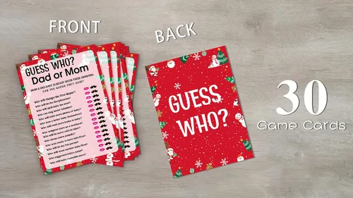 Miniatura 3 de Tarjetas de juego para baby shower, juego de Find Who Dad or Mom, juegos de fiesta de Navidad, juego de 30 (Chris007)