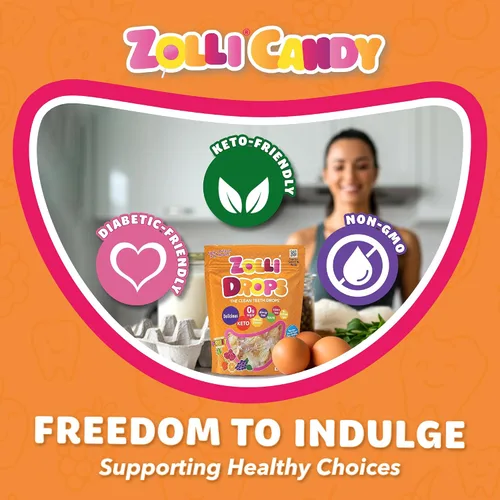 Miniatura 5 de Zolli Drops - Caramelos sin azúcar con xilitol, paletas sin colorantes, aptos para dieta keto y diabética, golosinas aprobadas por dentistas