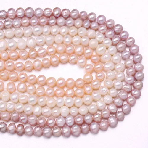 Miniatura 4 de Cuentas de perlas naturales 100% redondas de perlas de agua dulce sueltas para hacer joyas, collares, pulseras, dijes, 2 hebras de 0.197-0.236 in