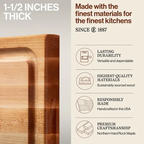 Miniatura 3 de John Boos CB Series Tabla de cortar rectangular de madera de arce de 20 x 15 pulgadas, 1.5 pulgadas de grosor, bloque de carnicero reversible de 12