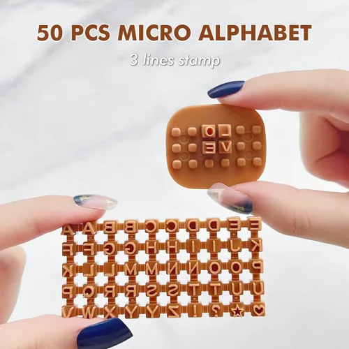 Miniatura 2 de Sellos de letras Keoker para arcilla - sellos de cerámica para arcilla con doble alfabeto pequeño, también se utilizan como sellos para galletas