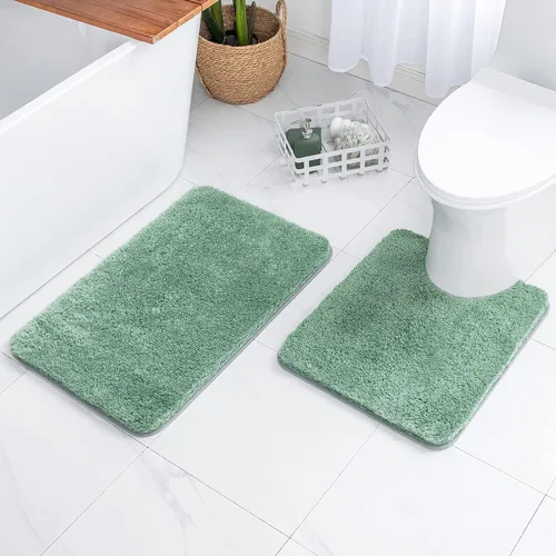 Miniatura 22 de MIULEE Juego de 2 alfombras de baño antideslizantes peludas extra gruesas y suaves, alfombrillas de baño de microfibra suave absorbente de agua