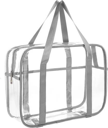 Miniatura 9 de Bolsa de aseo grande y gruesa de PVC con cremallera, bolsa transparente para cosméticos para el trabajo diario, viajes, deportes