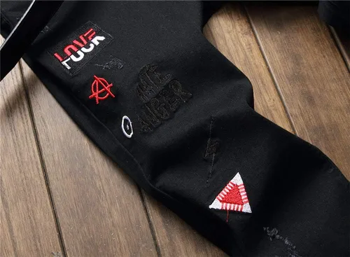 Miniatura 5 de AITITIA - Jeans rasgados de ajuste estándar para hombre