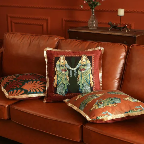 Miniatura 6 de patdrea Fundas de almohada de terciopelo vintage de diseño 18x18 pulgadas, colección de personajes de civilizaciones antiguas, fundas cuadradas