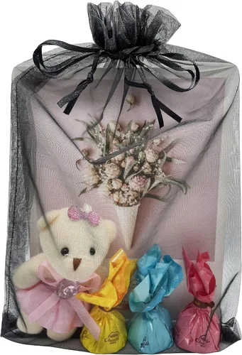 Miniatura 13 de Jexila 50 bolsas de regalo de organza negra transparente de 8 x 12 pulgadas, bolsas de malla grandes con cordón para joyería para bodas, fiestas