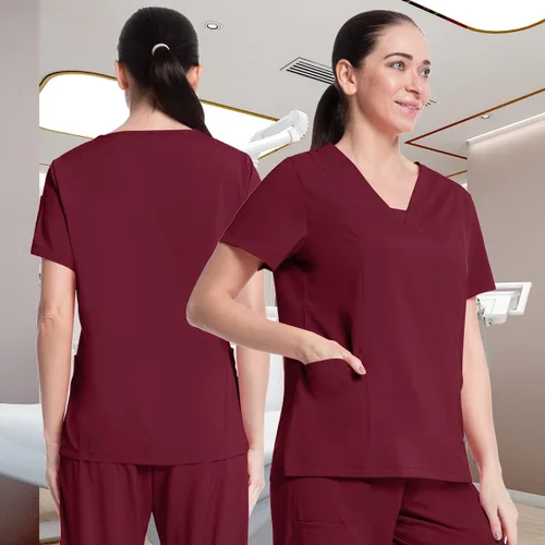 Miniatura 3 de niaahinn Scrubs Medical Uniforme - Conjunto de ropa quirúrgica para mujer con cuello en V y pantalón deportivo cónico tipo cargo