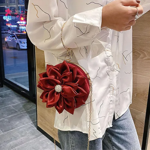 Miniatura 2 de Buddy - Bolso de mano de satén suave para mujer, con forma de rosa, para boda, fiesta