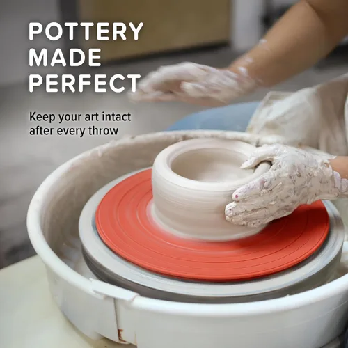 Miniatura 3 de Pottery Head Bates de cerámica para rueda de cerámica – 1 bate de rueda de cerámica redondo de 12 pulgadas con líneas de guía – Herramientas