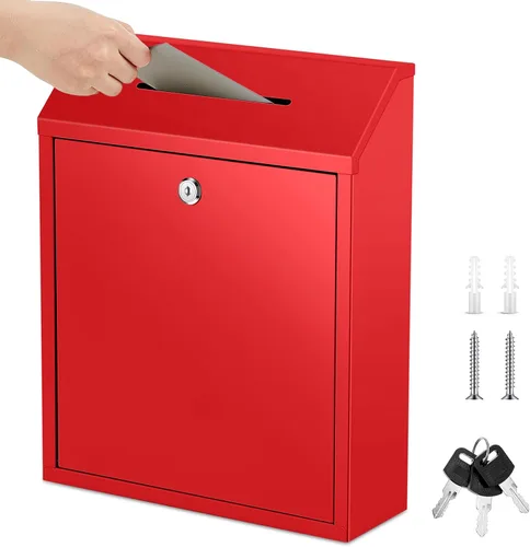Miniatura 14 de Yaocom Caja de dinero de metal para donación de dinero para colección de soportes de granja, caja de sugerencias segura con candado montado