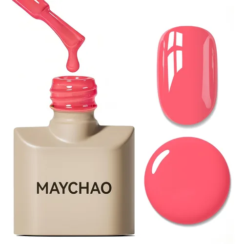 Miniatura 72 de MAYCHAO Esmalte de uñas de gel rosa intenso de 0.5 onzas líquidas, 1 unidad de esmalte de gel rosa brillante, esmalte de uñas que se absorbe con luz