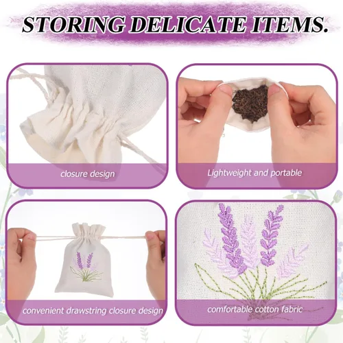 Miniatura 3 de HOLIDYOYO Bolsas vacías recargables de 5.51 x 3.93 pulgadas con cordón de lino para fragancias de lavanda, joyas, dulces, recuerdos de fiesta