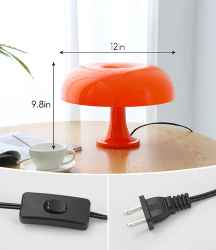 Miniatura 5 de Lámpara de hongo naranja Anykonio, lámpara de mesa moderna de mediados de siglo para dormitorio, lámparas pequeñas de mesita de noche decorativas