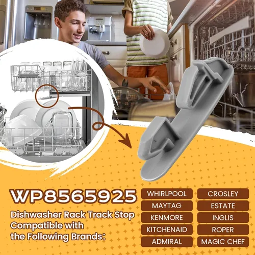 Miniatura 3 de WP8565925 - Tope de riel para lavavajillas compatible con Whirlpool Maytag Kenmore KitchenAid Crosley, etc., tope superior de riel deslizante