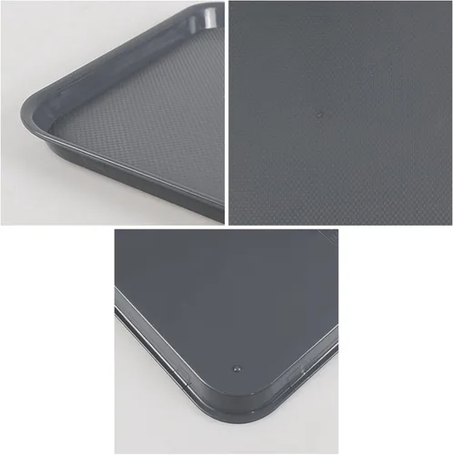 Miniatura 3 de Readsky 6 paquetes de bandejas de plástico para servir, bandejas de plástico de comida rápida de 17.2 x 13.4 pulgadas, bandeja rectangular gris