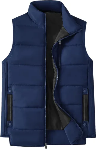 Miniatura 6 de XinYangNi Chaleco de invierno con forro polar para hombre, chaqueta de burbujas cálida e informal