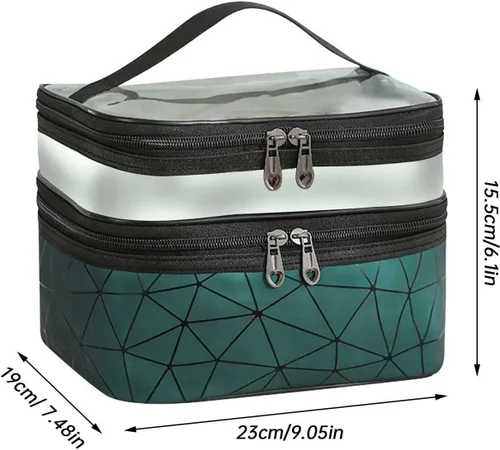 Miniatura 6 de Estuche de viaje de maquillaje de leopardo Bolsas de maquillaje de doble capa Estuches cosméticos de viaje Maquillaje Organizador Bolsas de aseo