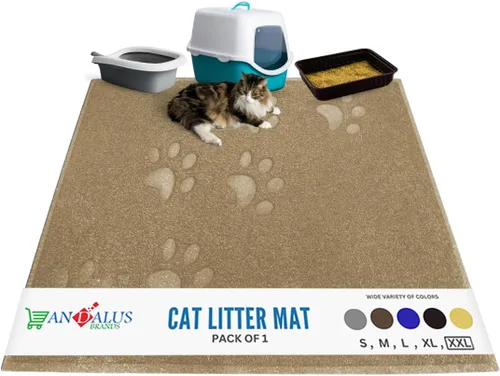 Miniatura 30 de Andalus Tapete Pequeño para Arena de Gatos, Paquete de 1 - Impermeable, Antideslizante y Fácil de Limpiar, Tapete para Caja de Arena de Gatos