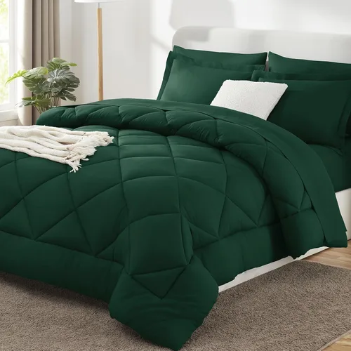 Miniatura 21 de CozyLux - Juego de edredón en una bolsa, para dormitorio universitario, todas las estaciones, edredón, sábanas y fundas para almohada y decorativas