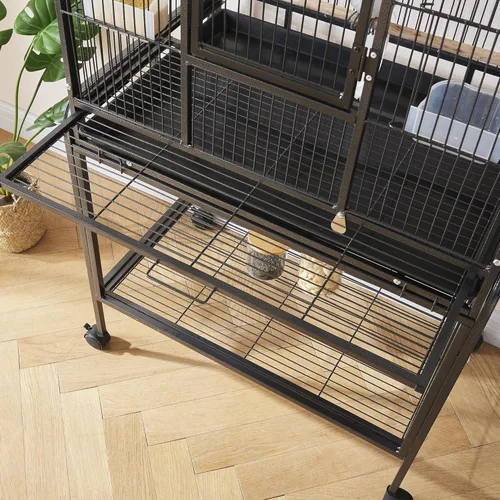 Miniatura 6 de Panana Jaula grande de metal para pájaros con soporte, jaula de loro rodante para cacatúas, conures grises africanos, periquitos, pinzones, pájaros