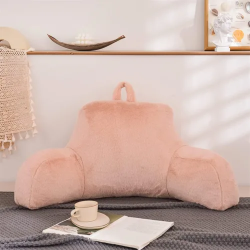 Miniatura 16 de Holawakaka Almohada Grande de Descanso para Cama de Piel Sintética con Brazos, Almohadas de Lectura de Piel de Conejo Perfectas para Adultos