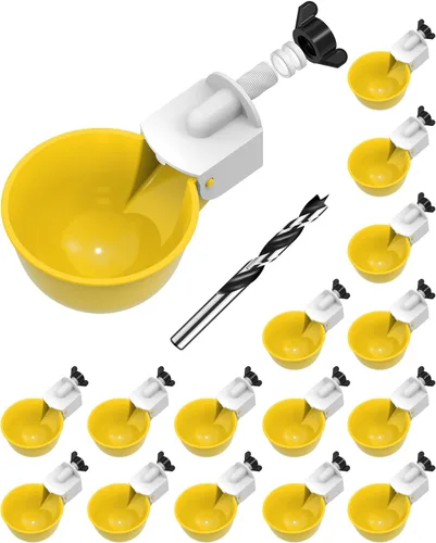 Miniatura 21 de Vasos para beber pollo (paquete de 8) con broca de 3/8 pulgadas, color azul Automatic Poultry Drinker Feeder Kit for Chickens, Ducks, Turkeys