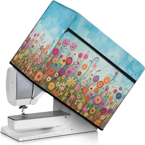 Miniatura 13 de Funda para máquina de coser de mariposas y flores con prácticos bolsillos, funda protectora con asa, para la mayoría de máquinas de coser estándar