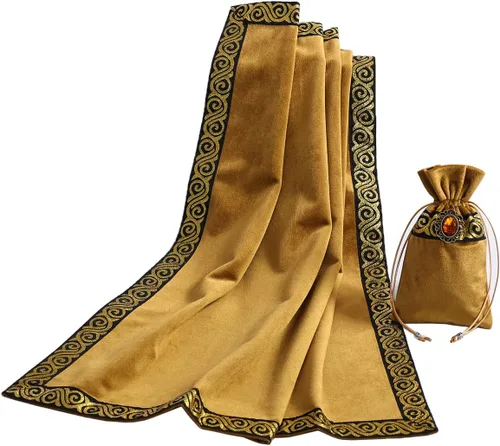 Miniatura 10 de BLESSUME Paño de mesa y bolsa de terciopelo de bruja Altar Tarot Paño cuadrado de adivinación (rosa)