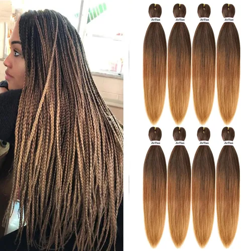 Miniatura 14 de Liang Dian Cabello Trenzado Preestirado Ombre de 12 Pulgadas, 8 Paquetes de Trenzas de Ganchillo Sintéticas, Ajuste con Agua Caliente, Extensiones