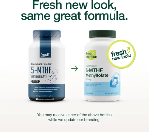 Miniatura 2 de Fresh Nutrition L Metilfolato 7.5mg - Máxima potencia - Biodisponibilidad superior - 5-MTHF metil folato para el estado de ánimo, cognición, 7.5mg