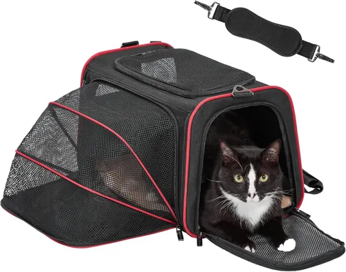 Miniatura 13 de Petsfit Transportador Expandible para Conejos Transportador para Gatos Pequeños Aprobado por Aerolíneas, 16X10X9 Pulgadas Bolsa de Viaje Portátil