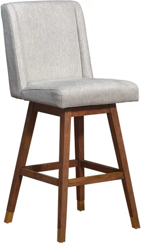 Miniatura 27 de Armen Living Sicily Modern Farmhouse Taburete giratorio de madera negra de 30 pulgadas de altura de asiento para encimera de isla de cocina en tela