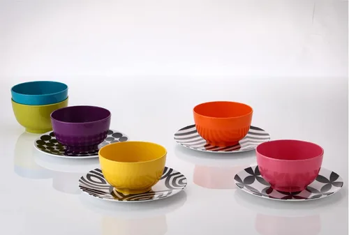Miniatura 25 de French Bull Juego de 4 platos – Juego de 4 platos de ensalada de melamina de 9 pulgadas – Vajilla de melamina para interiores y exteriores – Foli