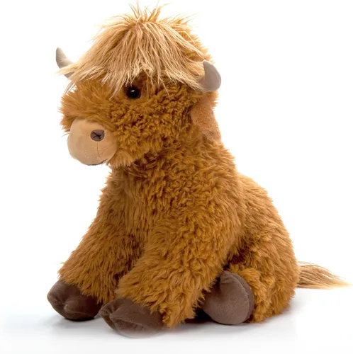 The Petting Zoo Highland Cow - Peluche de animales de peluche, regalos para niños, animales salvajes de la vida silvestre, juguete de peluche de
