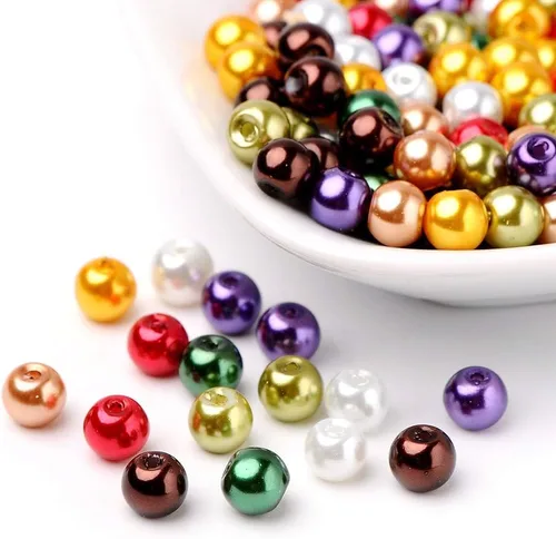 Miniatura 9 de Pandahall - 400 cuentas de perlas de vidrio perlado brillante de 0.157 pulgadas (0.157 in), cuentas espaciadoras sueltas de vidrio de color mixto