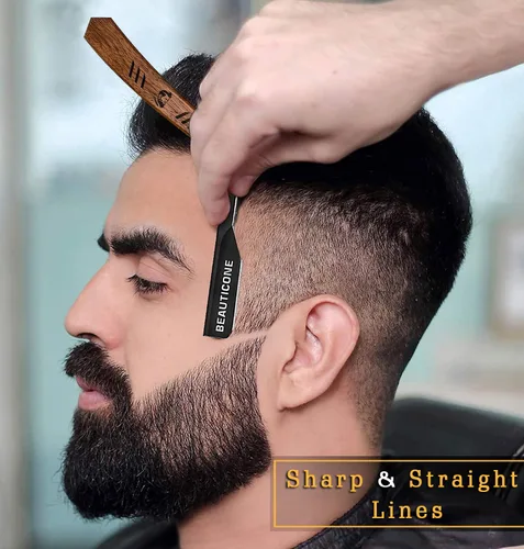 Miniatura 6 de Beauticone Navajas rectas para hombres, navaja de hoja recta con 100 cuchillas de un solo filo, acero inoxidable, navaja de barbero para el afeitado