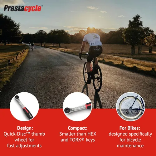 Miniatura 4 de Prestacycle Prestaratchet Bicycle Pro Tool - Trinquete compacto reversible con rueda de pulgar de disco rápido, compatible con brocas hexagonales