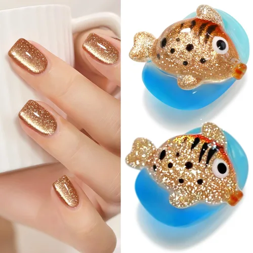 Miniatura 67 de Double Rhythm Esmalte de gel Jelly Glass de ojo de gato con imán, 0.5 onzas líquidas, brillo holográfico, brillante, translúcido