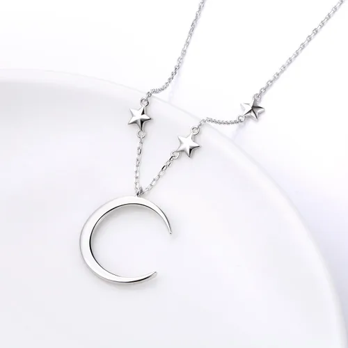 Miniatura 4 de Collar con dije de luna creciente y estrella de plata esterlina S925