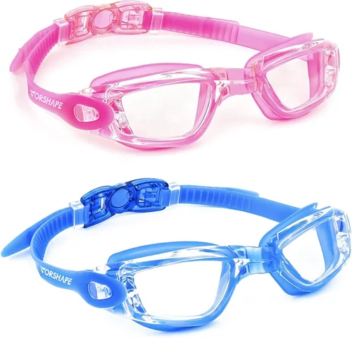 Miniatura 13 de Gafas de natación: paquete de 2 gafas de natación antivaho, sin fugas, protección UV, para adultos, hombres, mujeres, jóvenes Azul & blanco