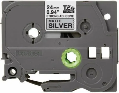 Brother P-touch TZE-S951 - Cinta adhesiva laminada extra resistente de 1 pulgada (24 mm) de ancho, negro sobre plateado mate, laminada para