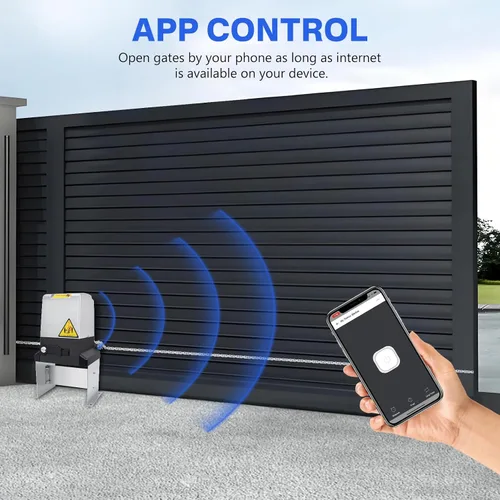 Miniatura 2 de Abridor automático de puerta corredera de 3300 libras y 550 W, control por aplicación con 4 controles remotos, kit remoto automático de motor